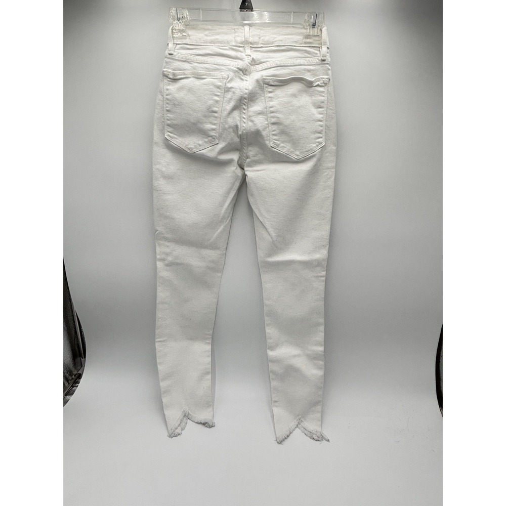 FRAME Le High Skinny Jeans White Raw Hem Step Hem Ankle Size 26 27 Inseam - Picture 4 of 8